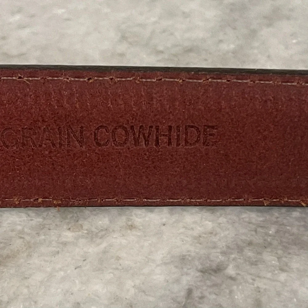 Western Braided Leather Belt Mens 42 Brown Full Grain Cowhide Brass Buckle